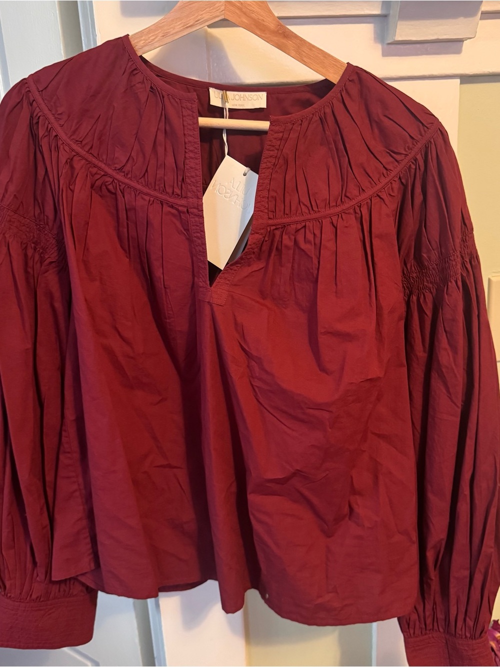 Ulla Johnson - Ora Blouse NWT - Bordeaux Sz 8 100% cotton